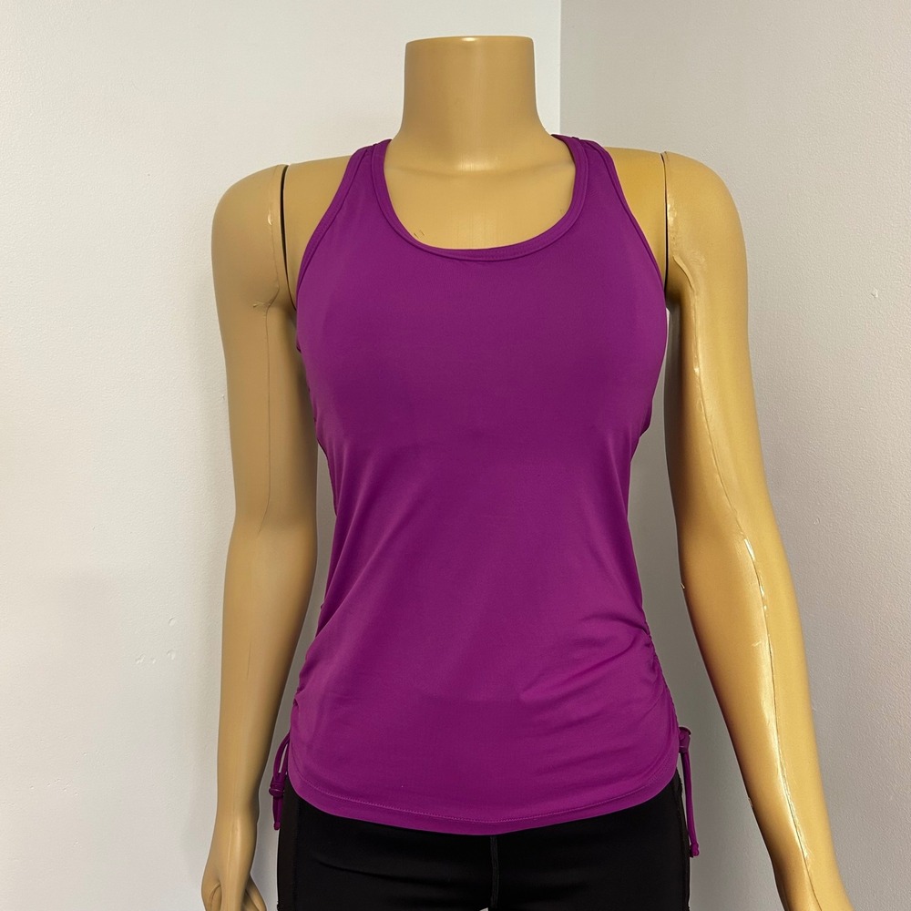 Athleta Purple Ruched Side Racerback Tank Top Built-in Bra Small 224177